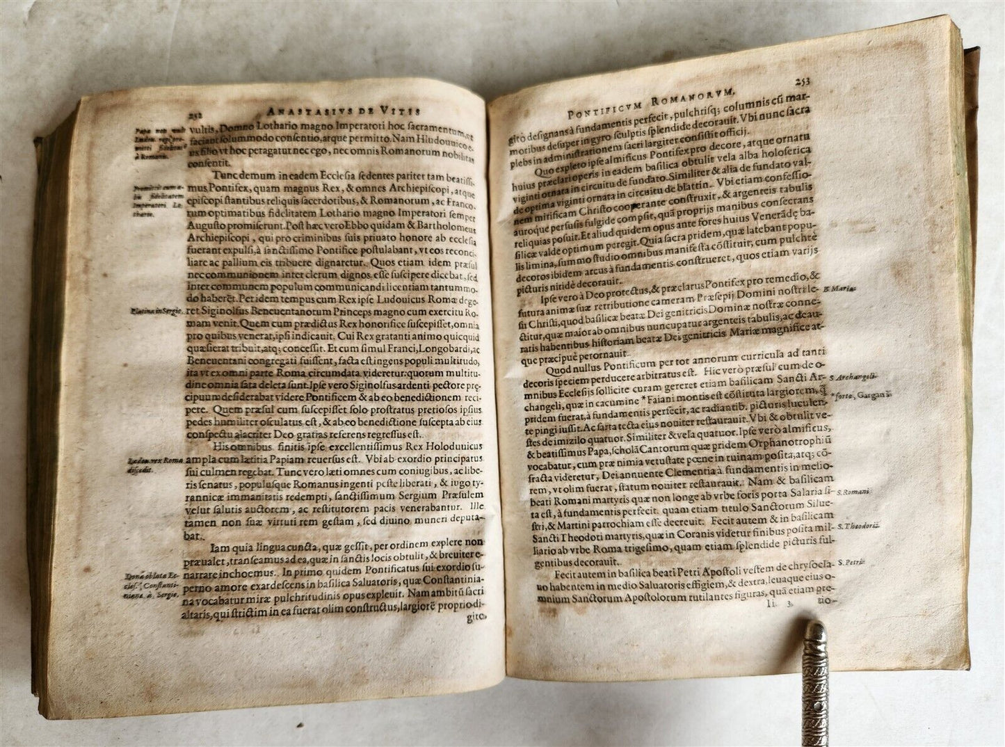 1602 HISTORY of POPES by Anastasius Bibliothecarius antique VELLUM