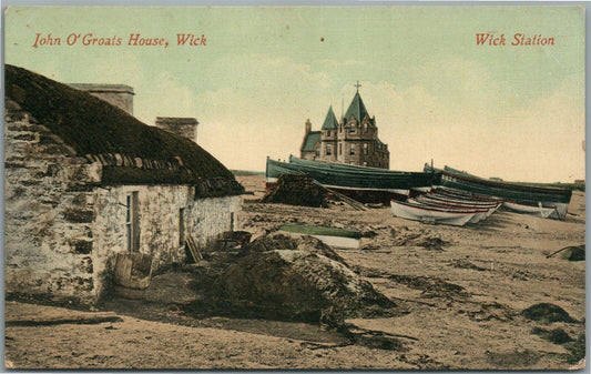 JOHN O'GROATS HOUSE WICK STATION UK ANTIQUE POSTCARD