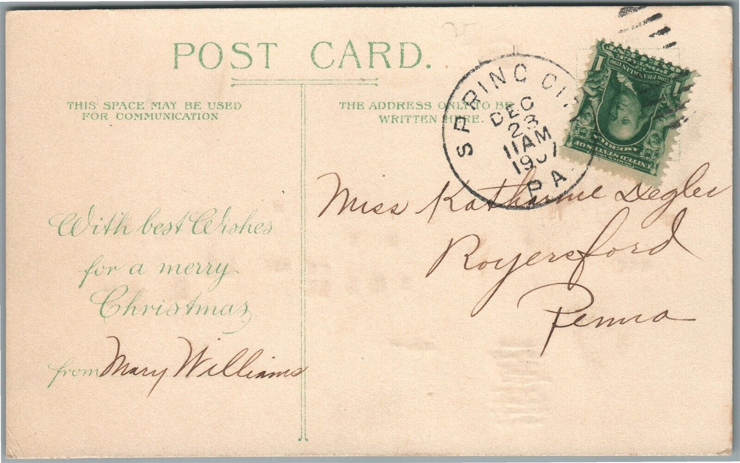 HOLD TO LIGHT CHRISTMAS ANTIQUE POSTCARD