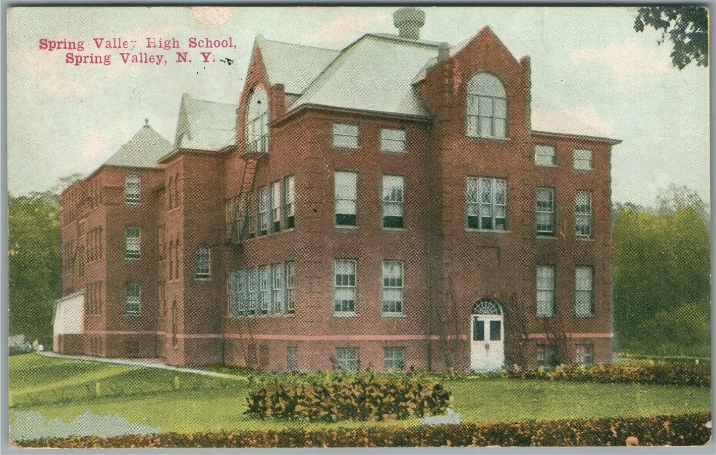 SPRING VALLEY NY HIGH SCHOOL ANTIQUE POSTCARD