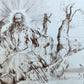 THE CREATION OF THE HUMAN RACE surreal PRINT vintage w/ SKELETON