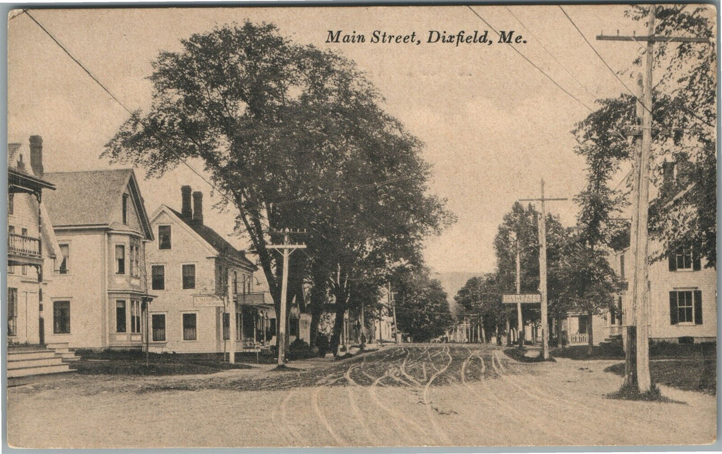 DIXFIELD ME MAIN STREET ANTIQUE POSTCARD