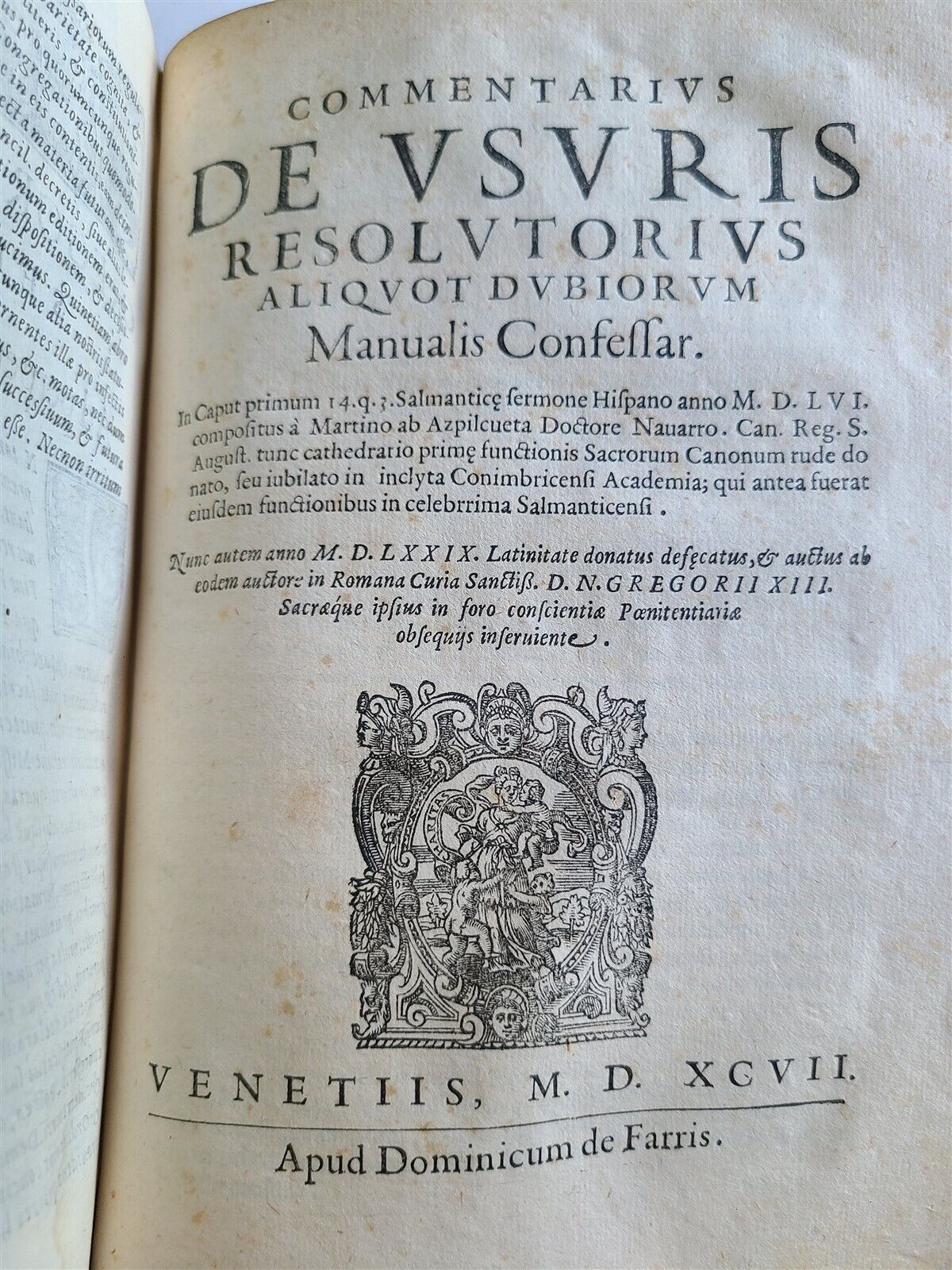 1598 CANON LAW THEOLOGY by Martino de AZPILCUETA antique VELLUM 16th CENTURY