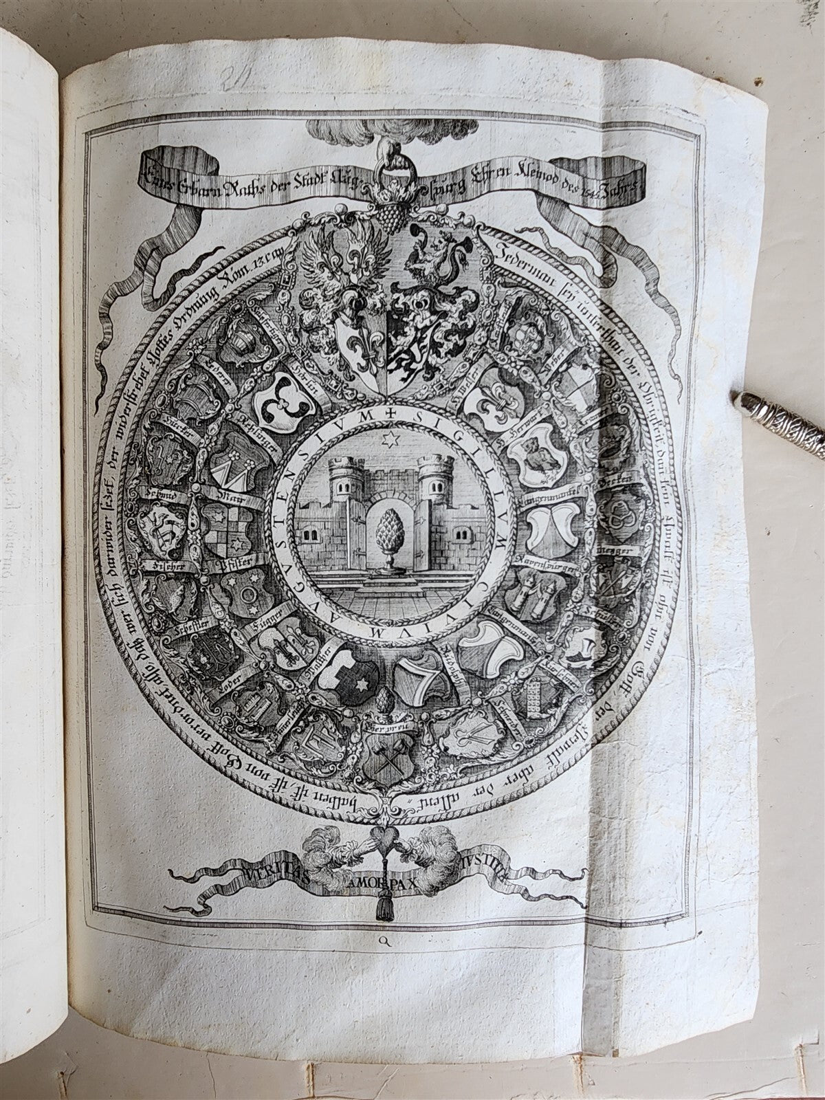 1725 HISTORY of Holy Roman Empire' CITY of AUGSBURG REGIMENT antique ILLUSTRATED