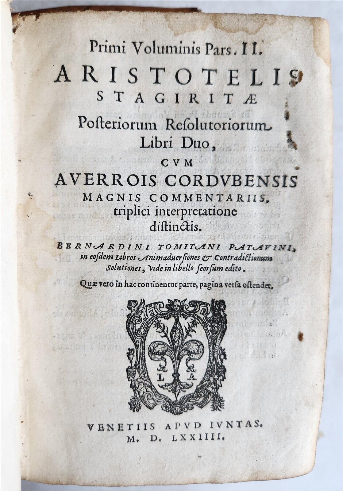 1574 ARISTOTLE 6 VOLS SET ILLUSTRATED antique VELLUM BINDINGS MANUSCRIPT SPINES