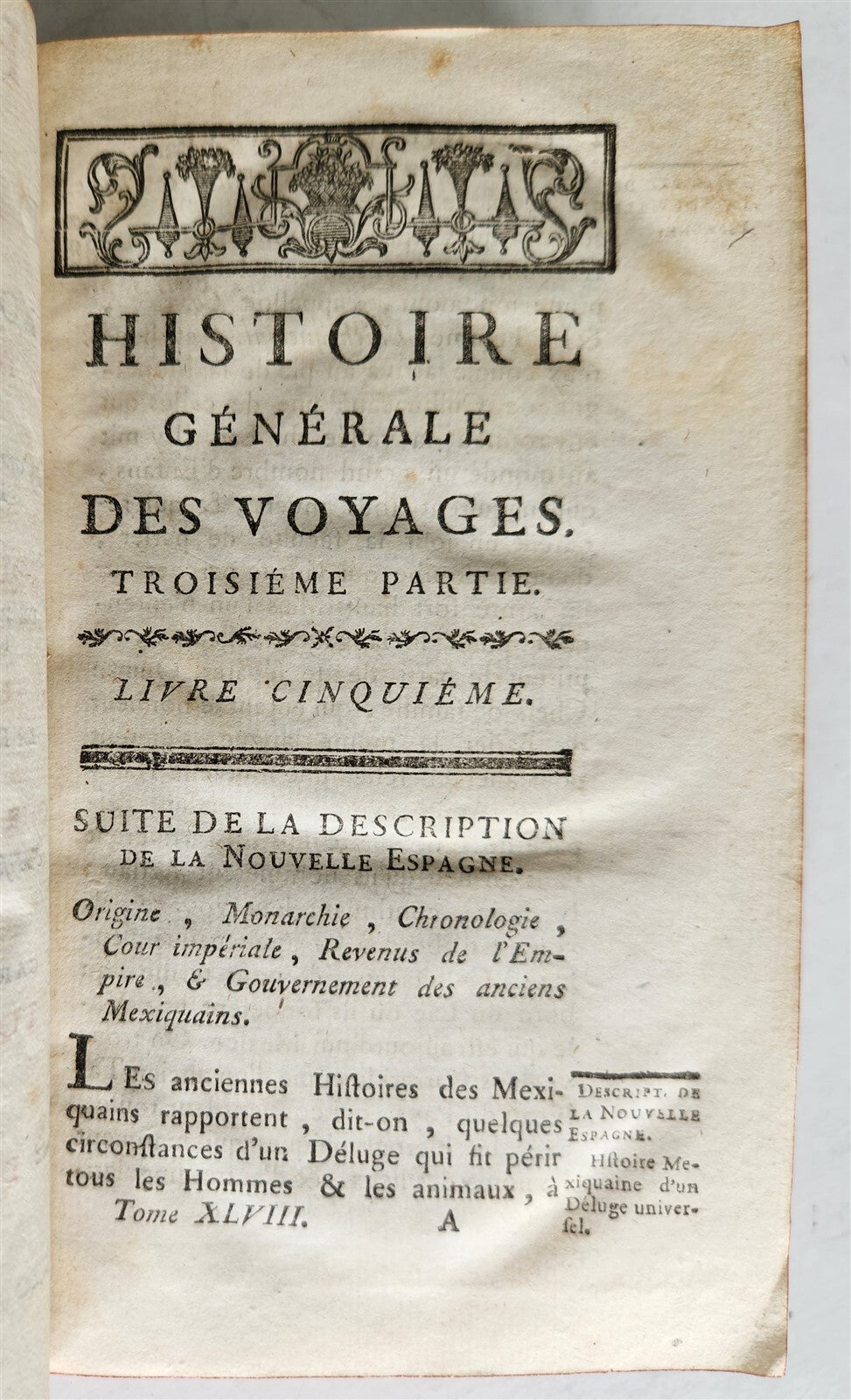 1754 HISTOIRE des VOYAGES illustrated MEXICO TRAVELS vol. 48 antique