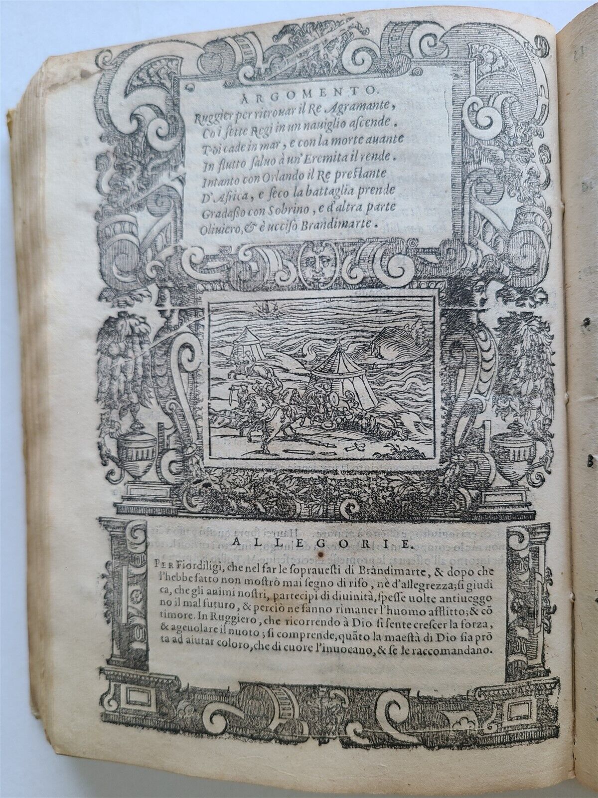 1583 ORLANDO FURIOSO by Ludovico ARIOSTO STRIKINGLY ILLUSTRATED antique vellum