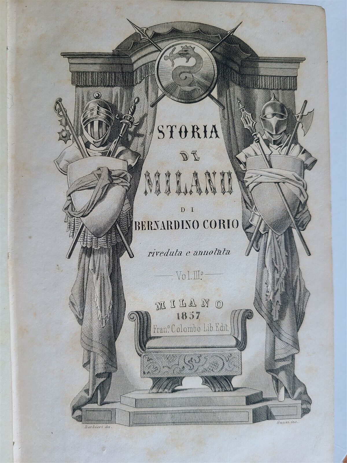 1855-57 MILAN HISTORY by B. CORIO 3 volumes antique ILLUSTRATED Storia di Milano