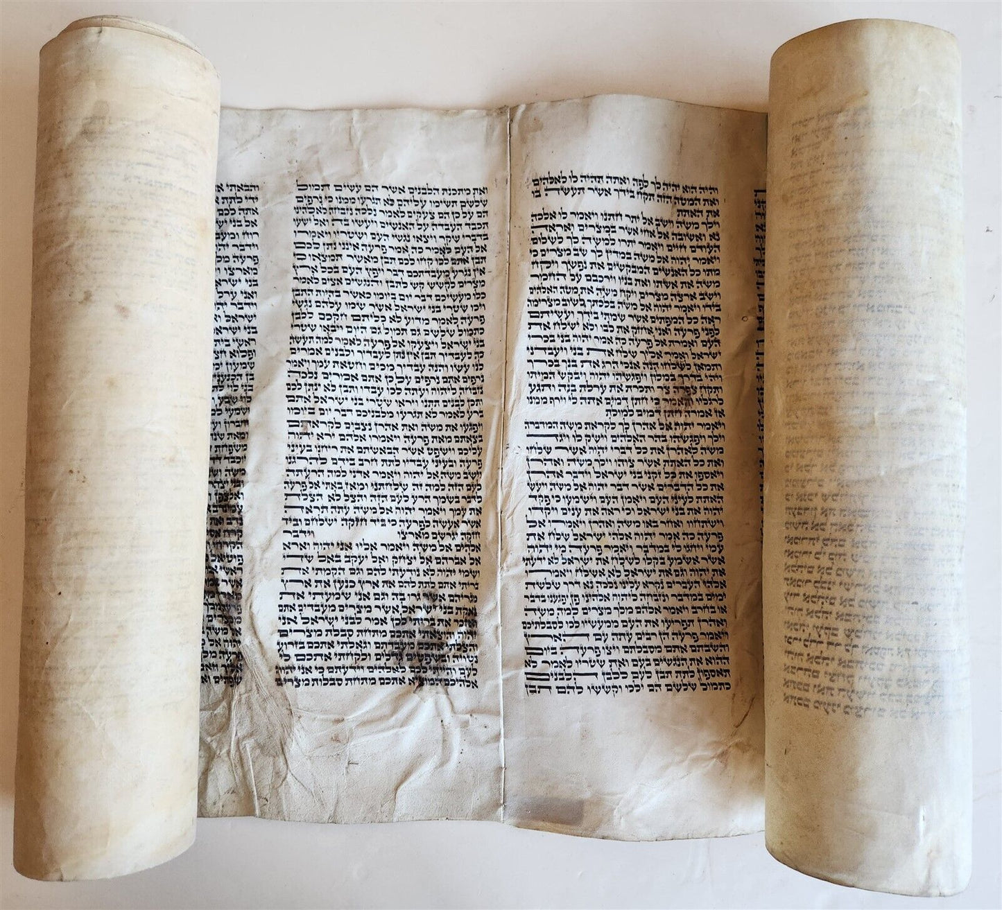 TORAH SCROLL FRAGMENT MANUSCRIPT on VELLUM antique BIBLE EXODUS