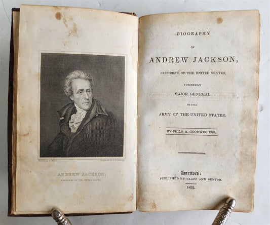 1832 BIOGRAPHY of ANDREW JACKSON PRESIDENT of UNITED STATES antique AMERICANA