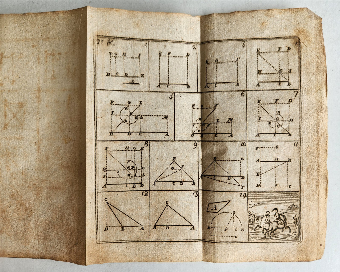 1824 EUCLID GEOMETRY antique ILLUSTRATED vellum binding