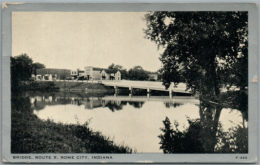 ROME CITY IN ROUTE 9 BRIDGE ANTIQUE POSTCARD