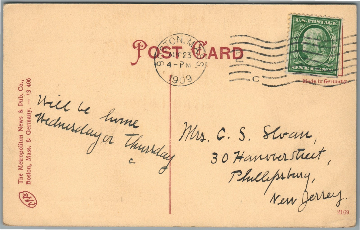 CHARLESTOWN MA SULLIVAN SQUARE ELEVATED STATION INTERIOR ANTIQUE POSTCARD