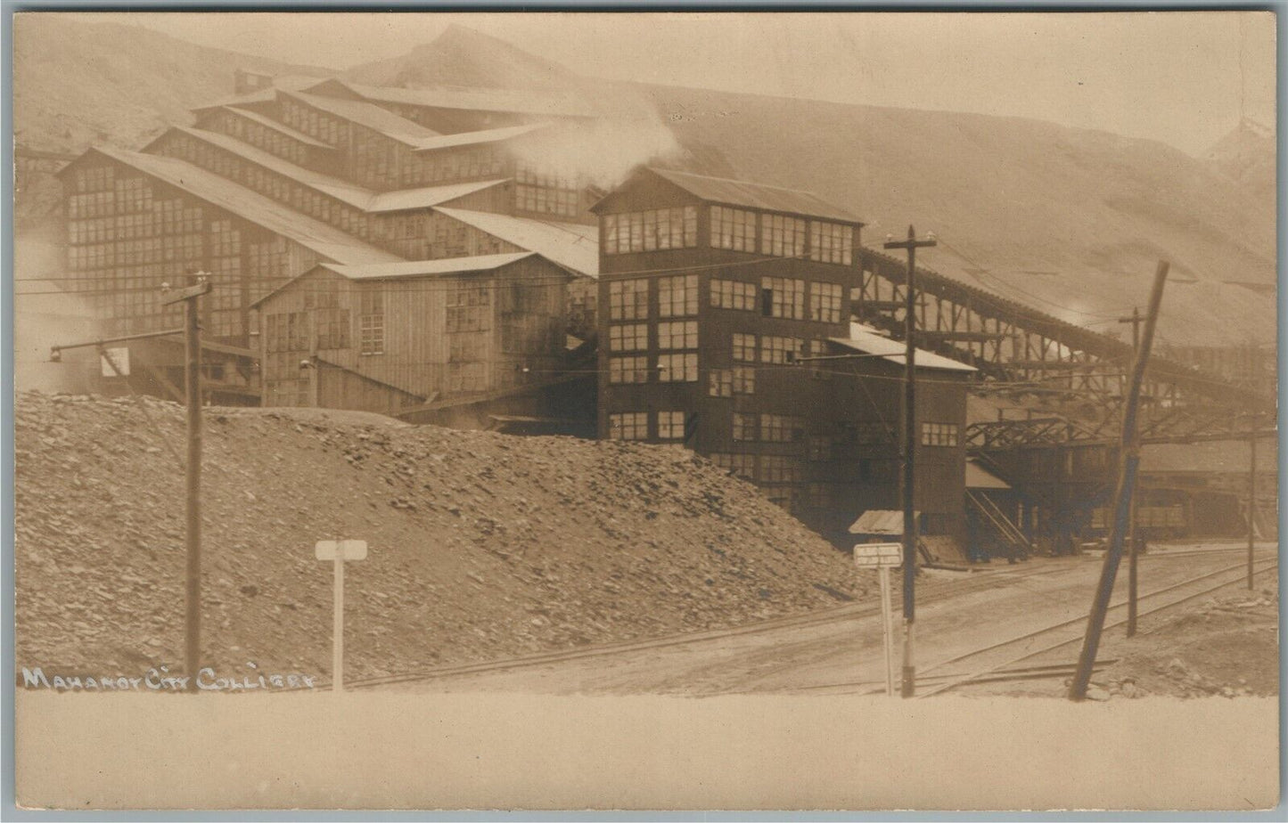 MANAHOY CITY PA COLLIERY ANTIQUE REAL PHOTO POSTCARD RPPC