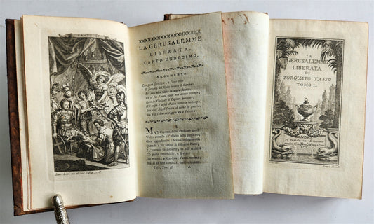 1778 Gerusalemme liberata by TORQUATO TASSO antique ILLUSTRATED 2 volumes