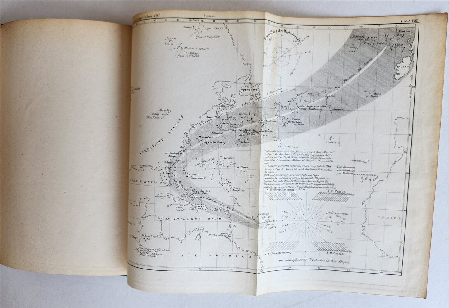 1856 PHYSICAL GEOGRAPHY of the SEA antique ILLUSTRATED w/MAPS in GERMAN