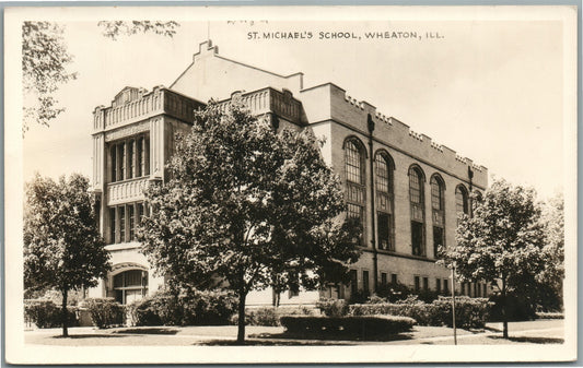 WHEATON IL ST, MICHAEL'S SCHOOL VINTAGE REAL PHOTO POSTCARD RPPC