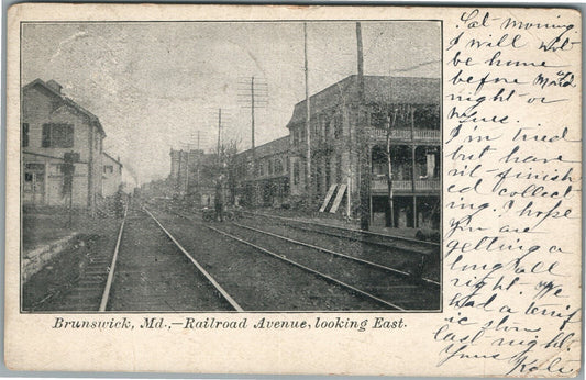 CUMBERLAND MD BATLTIMORE STREET FROM RAILROAD CROSSING ANTIQUE POSTCARD