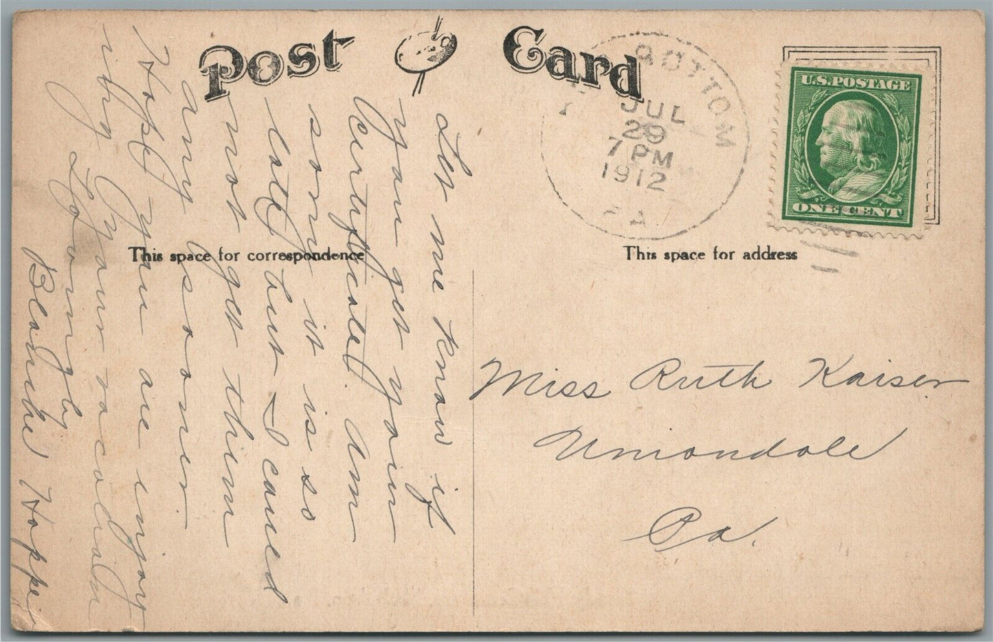 NICHOLSON PA SHADY HILL CEMETERY ANTIQUE POSTCARD