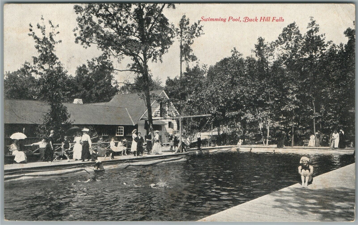 BUCK HILL FALLS PA SWIMMING POOL ANTIQUE POSTCARD