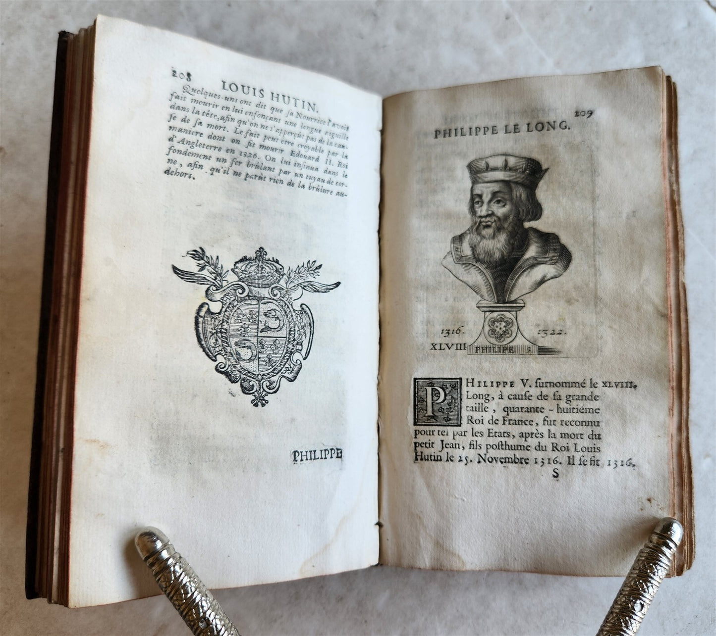1726 HISTORY of FRANCE ILLUSTRATED w/ PORTRAITS of FRENCH KINGS S antique