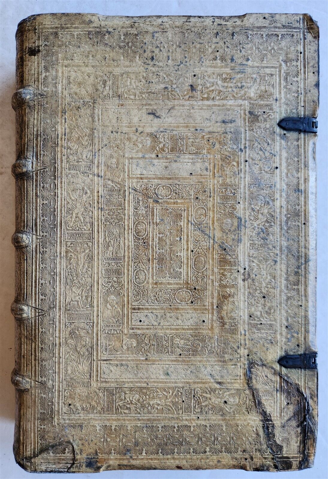 1593 DISPUTATIONES AGAINST HERETICS ROBERTI BELLARMINI antique PIGSKIN FOLIO v.3