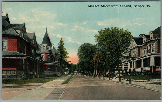 BANGOR PA MARKET STREET ANTIQUE POSTCARD
