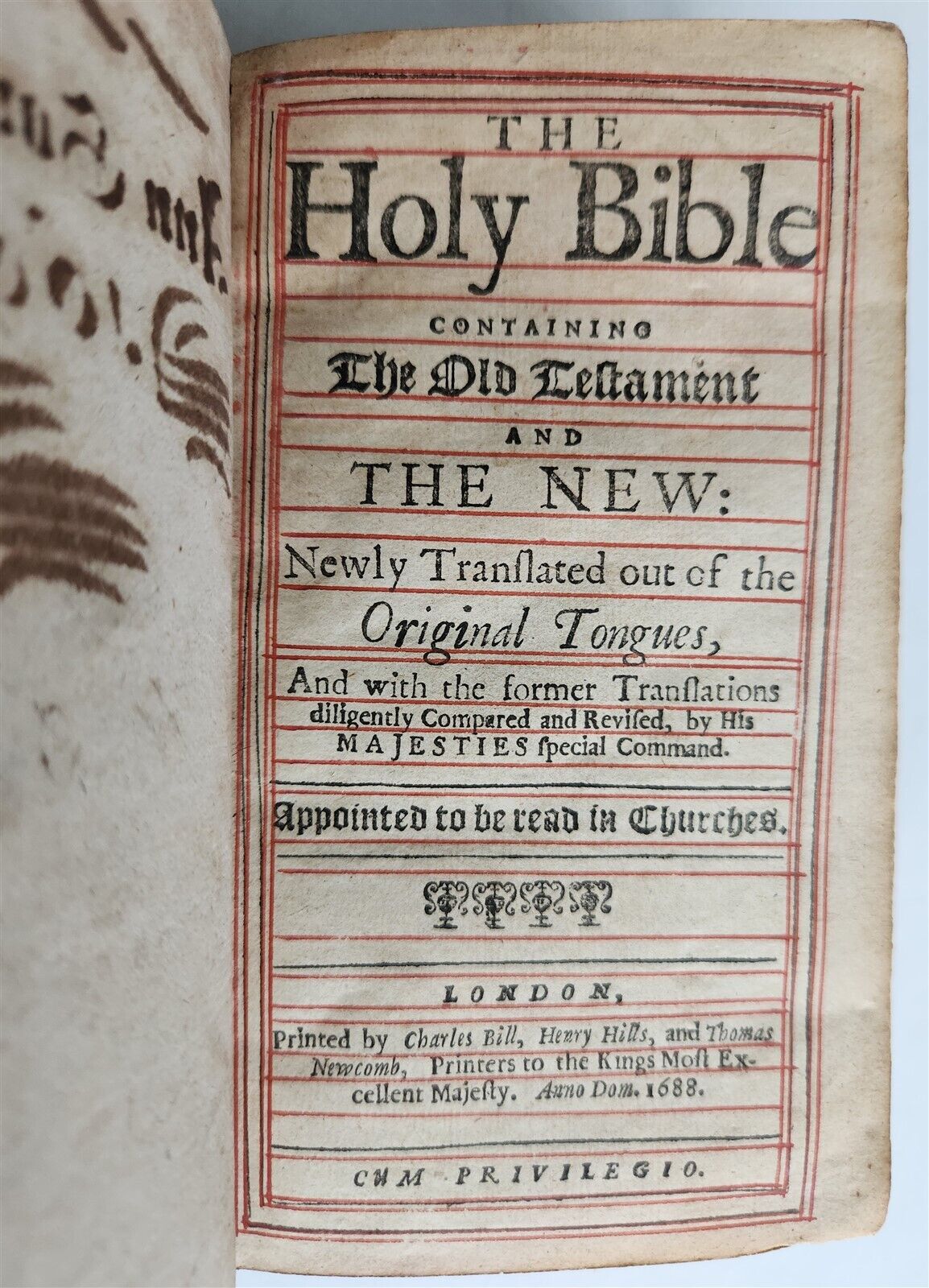 1691 BIBLE in ENGLISH OLD & NEW TESTAMENT antique KING JAMES woman's provenance