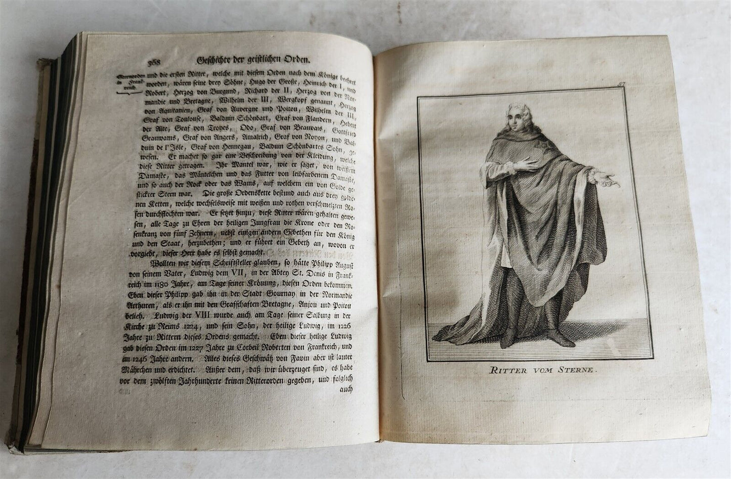 1756 ILLUSTRATED COSTUME HISTORY of MONKS & KNIGHTS for both sexes antique