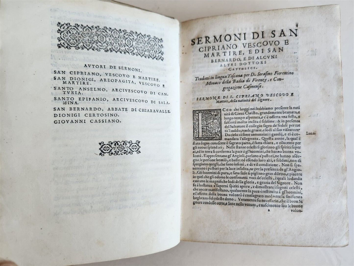 1572 DE SERMONI DI SAN CIPRIANO SAN BERNARDO & SANTO ANSELMO antique VELLUM