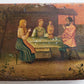 RUSSIAN 19th cent antique LACQUER BOX VISHNYAKOV MANUFACTURE TEA PARTY w/SAMOVAR