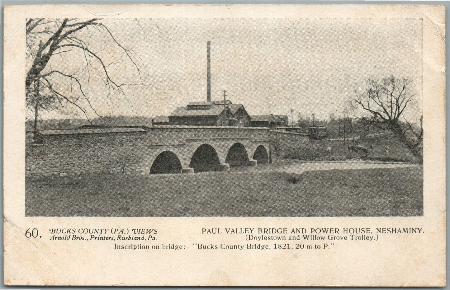 NESHAMINY PA BUCKS CO. VIEWS ARNOLD BROTHERS PAUL VALLEY BRIDGE ANTIQUE POSTCARD
