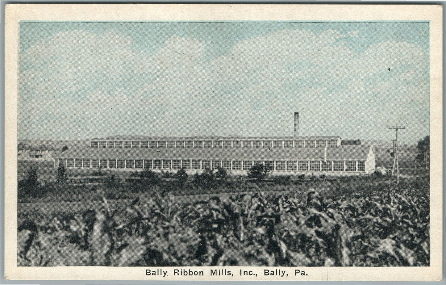 BALLY PA RIBBON MILLS ANTIQUE POSTCARD