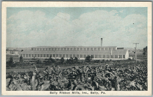 BALLY PA RIBBON MILLS ANTIQUE POSTCARD