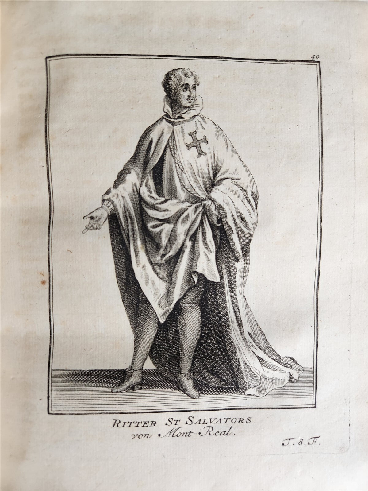 1756 ILLUSTRATED COSTUME HISTORY of MONKS & KNIGHTS for both sexes antique