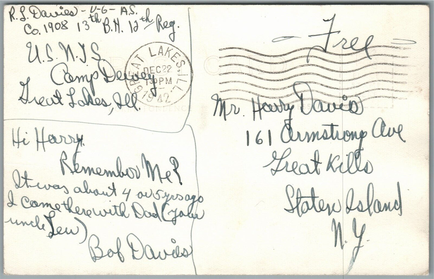 US NAVAL STATION GREAT LAKES IL VINTAGE REAL PHOTO POSTCARD RPPC