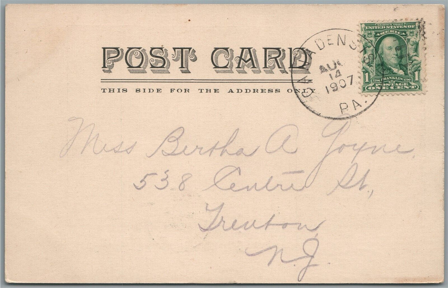 PARADISE FALLS PA ANTIQUE POSTCARD