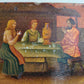 RUSSIAN 19th cent antique LACQUER BOX VISHNYAKOV MANUFACTURE TEA PARTY w/SAMOVAR