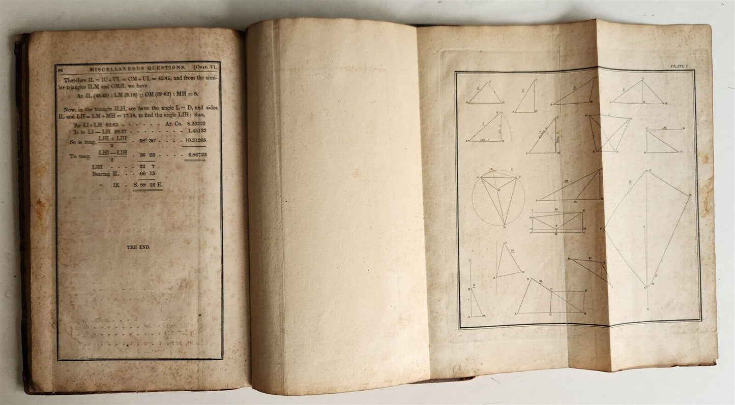 1837 COMPLETE KEY to GUMMERE'S SURVEYING by SAMUEL ALSOP antique PHILADELPHIA