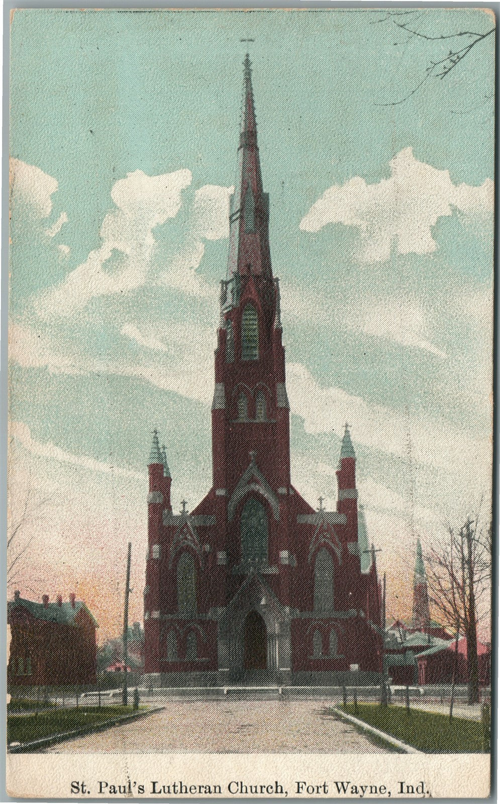 FT. WAYNE IN ST.PAUL CHURCH ANTIQUE POSTCARD