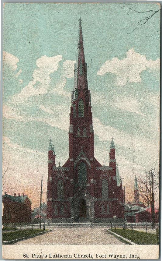 FT. WAYNE IN ST.PAUL CHURCH ANTIQUE POSTCARD