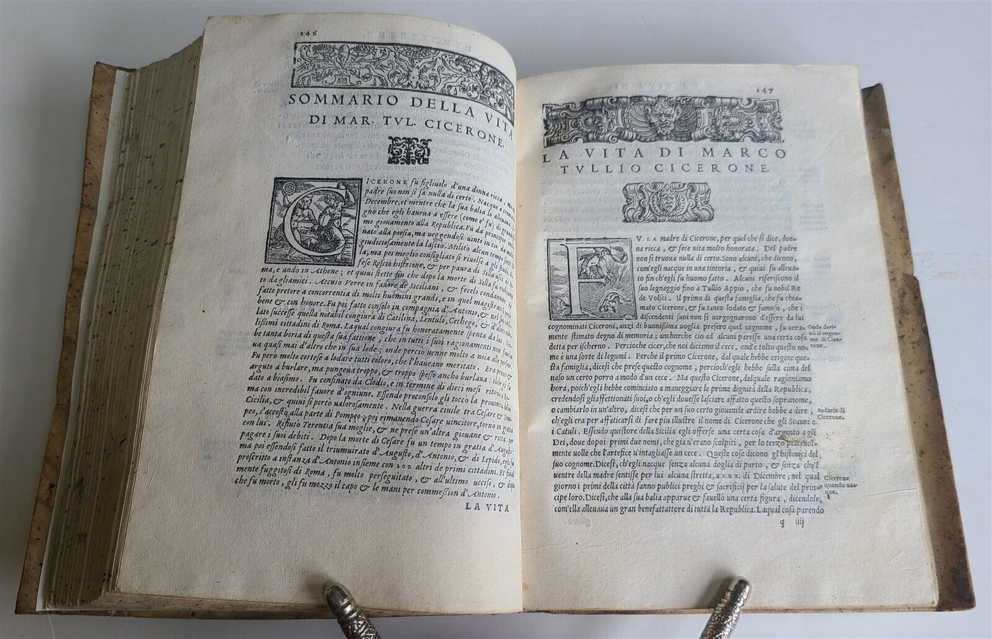 1560 PLUTARCH transl. by Lodovico Domenichi antique VELLUM BINDING 16th CENTURY