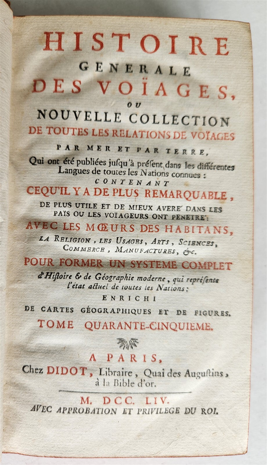 1754 HISTOIRE des VOYAGES antique vol.45 illustrated CUBA PANAMA VENEZUELA