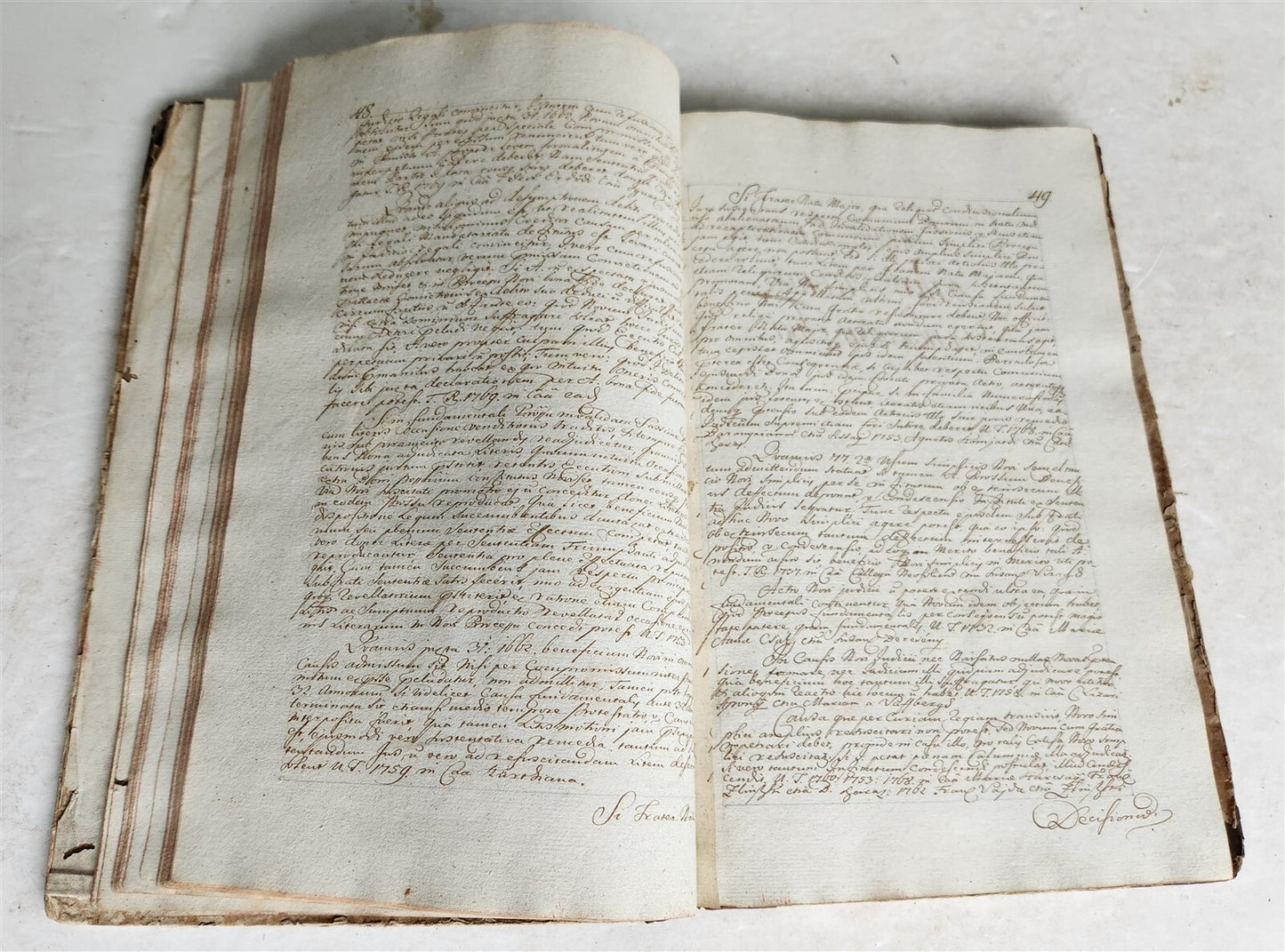 1769 LAW MANUSCRIPT in LATIN antique FOLIO 200 pages COURT DECISIONS