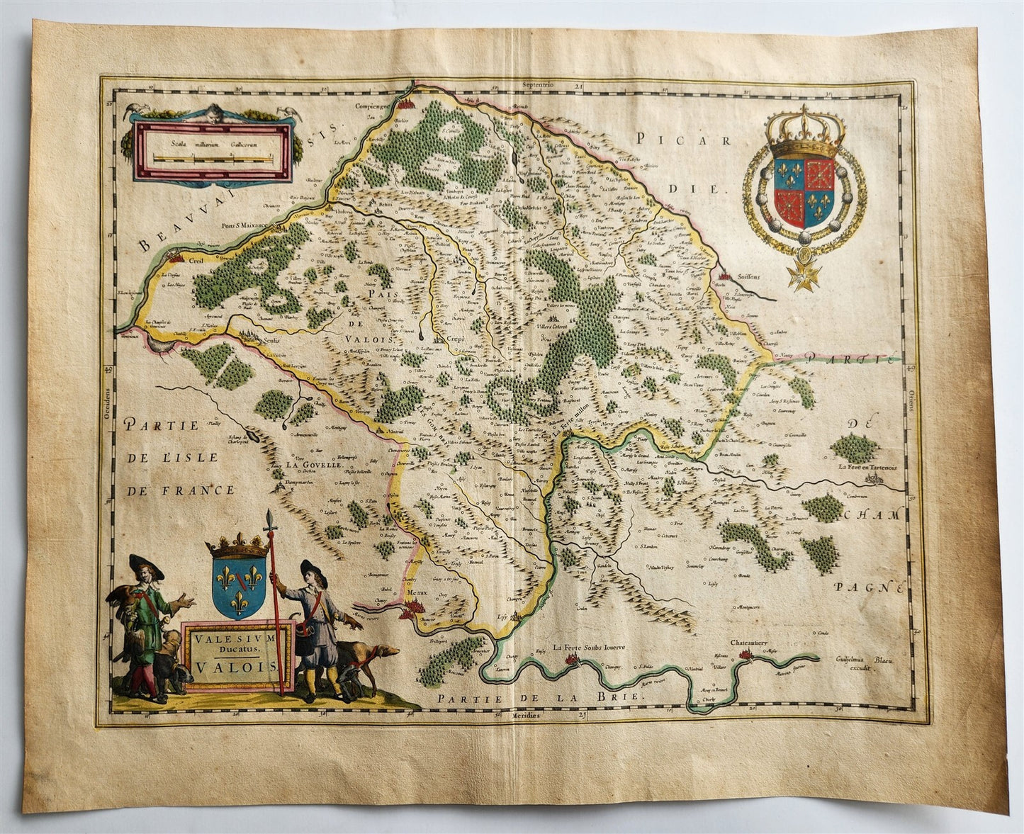 1640 MAP of DUCATUS VALOIS FRANCE by WILLEM BLAEU antique AUTHENTIC hand colored