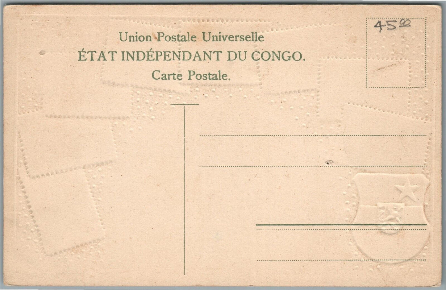 CONGO PHILATELIC STAMPS ANTIQUE POSTCARD