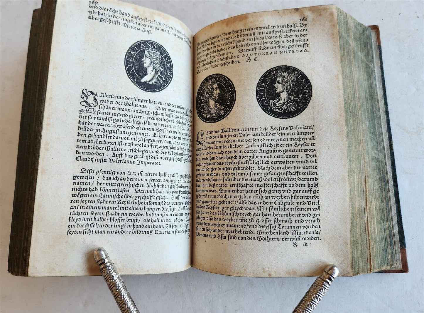 1558 NUMISMATICS antique ILLUSTRATED w/ 722 WOODCUTS Roman & German coins