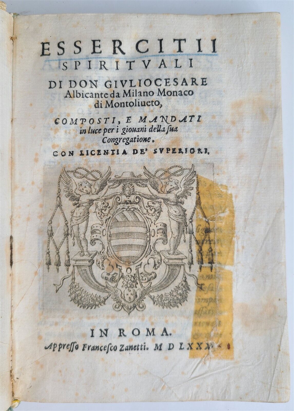 1580 Essercitii spirituali by Giulio Cesare Albicante antique VELLUM BINDING