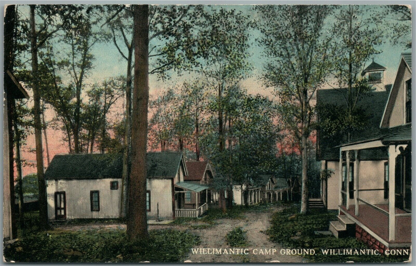 WILLIMANTIC CT CAMP GROUND ANTIQUE POSTCARD