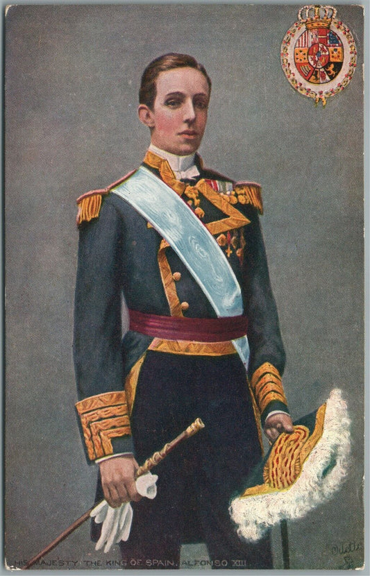 KING OF SPAIN ALFONSO XIII ANTIQUE POSTCARD